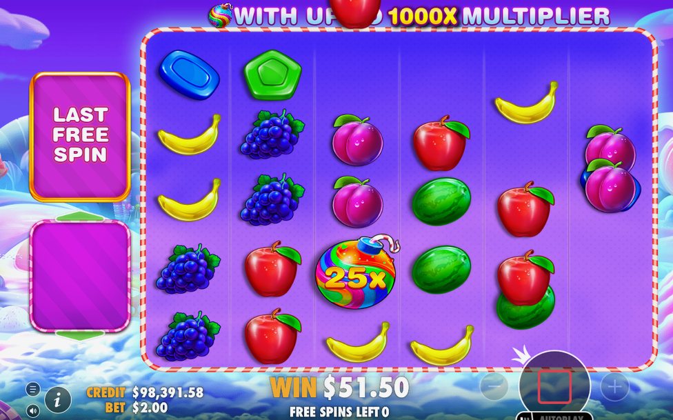 Free Spins med multiplikatorbomber på rutnätet